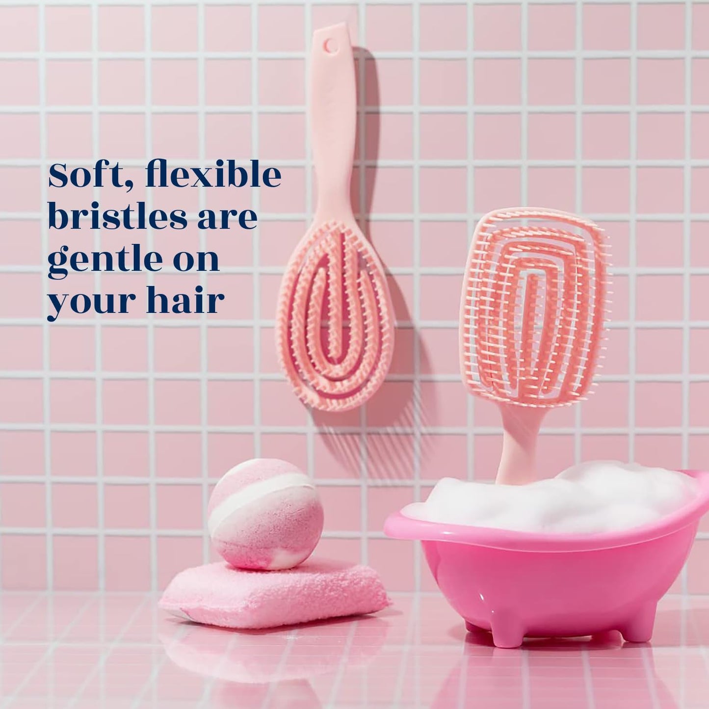 Crave Naturals Detangling Brush for Thick Hair - Flexible Paddle Brush | Comfort Grip, Pink