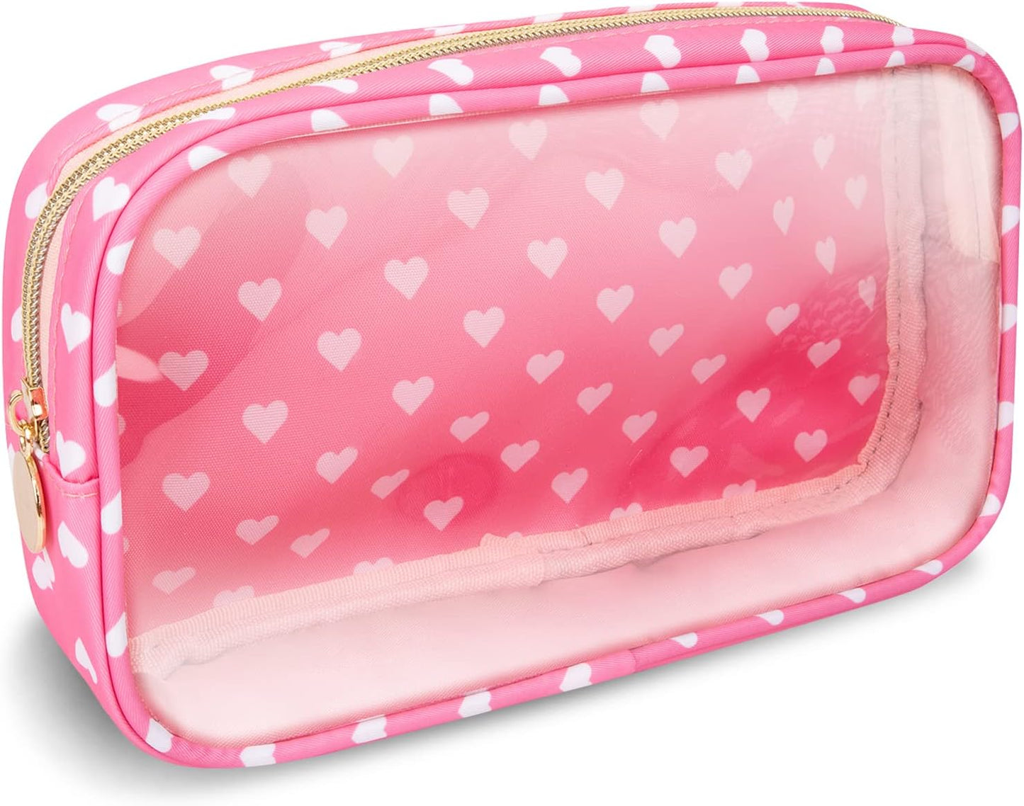 Floral Makeup Bag - Cute Pink Nylon Zipper Pouch for Travel | Waterproof Cosmetic Organizer for Women