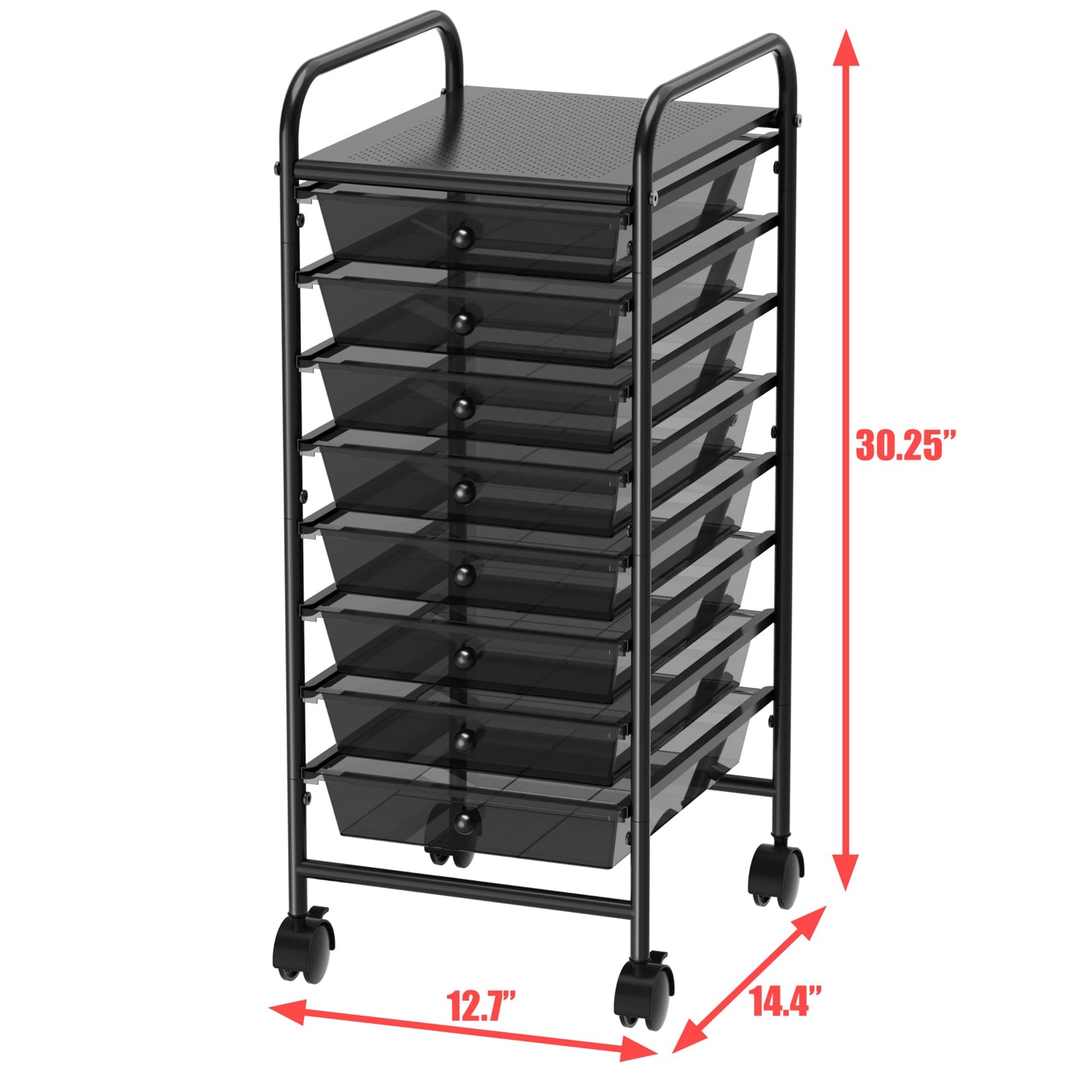 Simple Houseware Utility Cart with 8 Drawers Rolling Storage Art Craft Organizer, Black