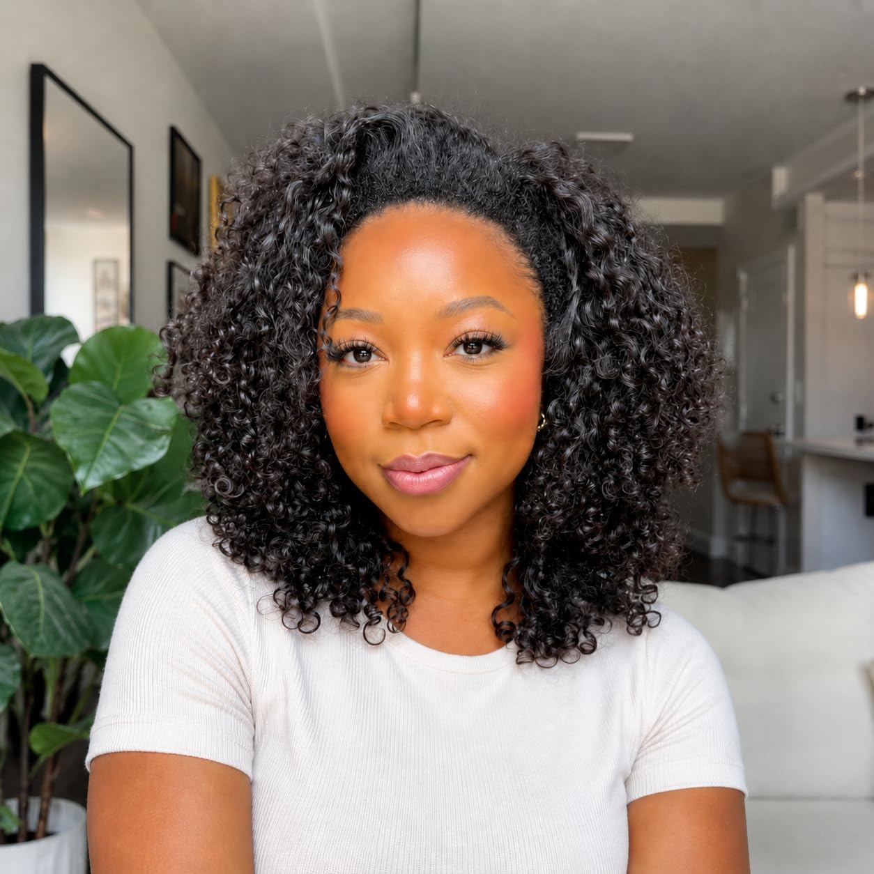Kinky Curly Half Wig - 250% Density Human Hair | Glueless, Beginner-Friendly 20 Inch Flip Over Design