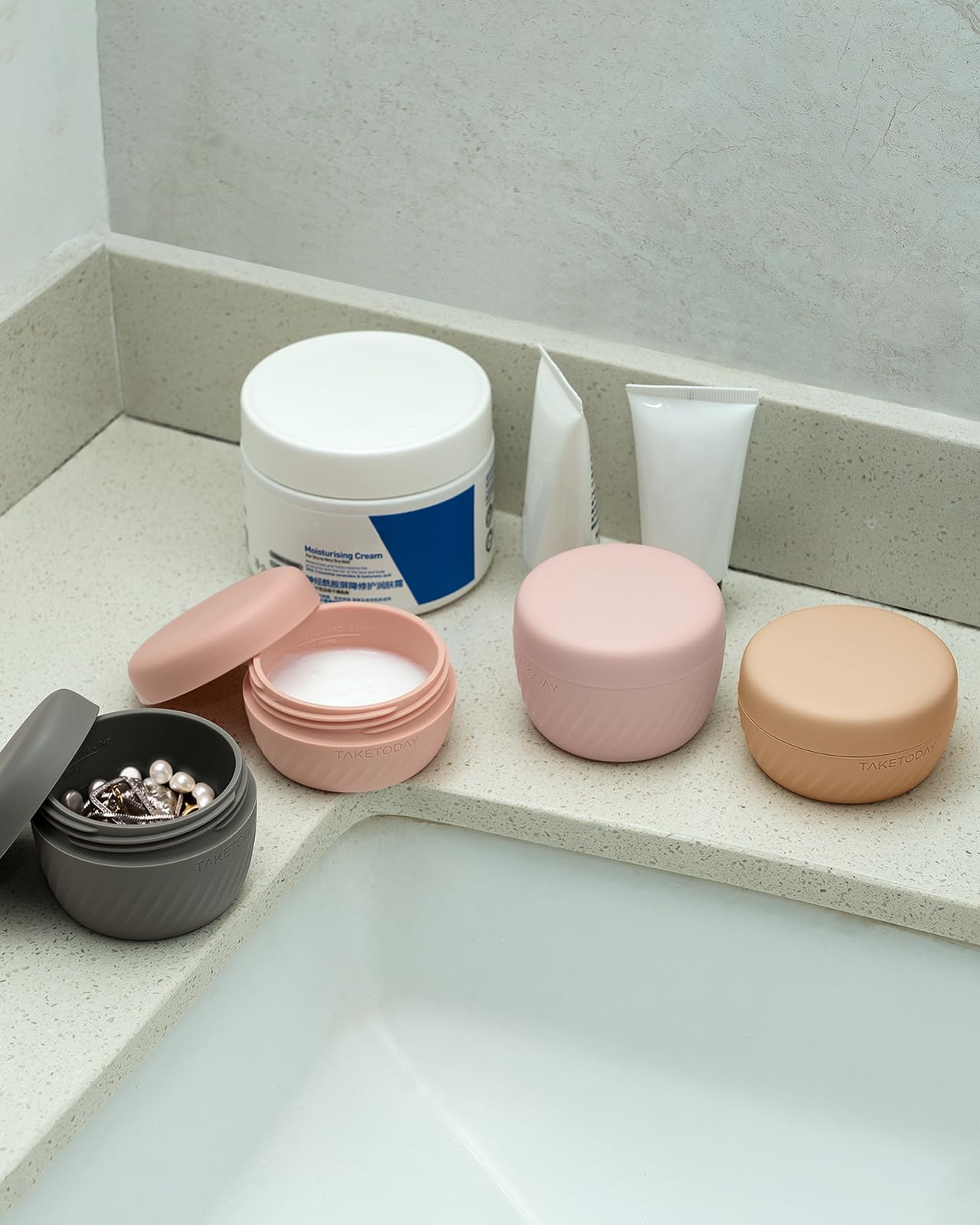 TakeToday Travel Containers for Toiletries, 2oz, 4 Pack, Apricot