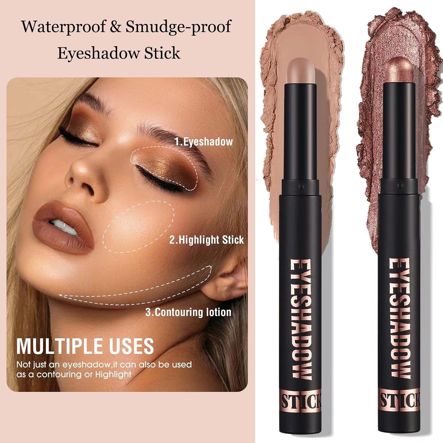 Neutral Eyeshadow Stick - High Pigmented Cream Eye Shadow Pencil | Waterproof & Long Lasting, 21# Gray Brown Matte