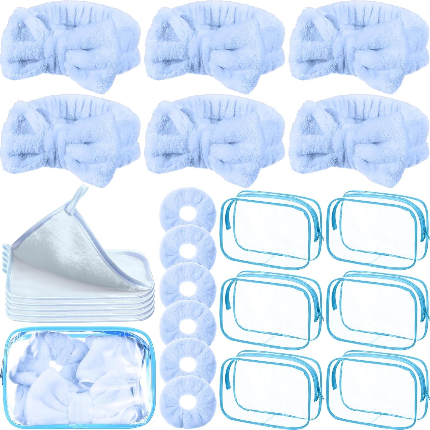 24-Piece Sleepover Party Supplies - Spa Party Favors with Headbands, Scrunchies & Makeup Remover Cloths | Pink