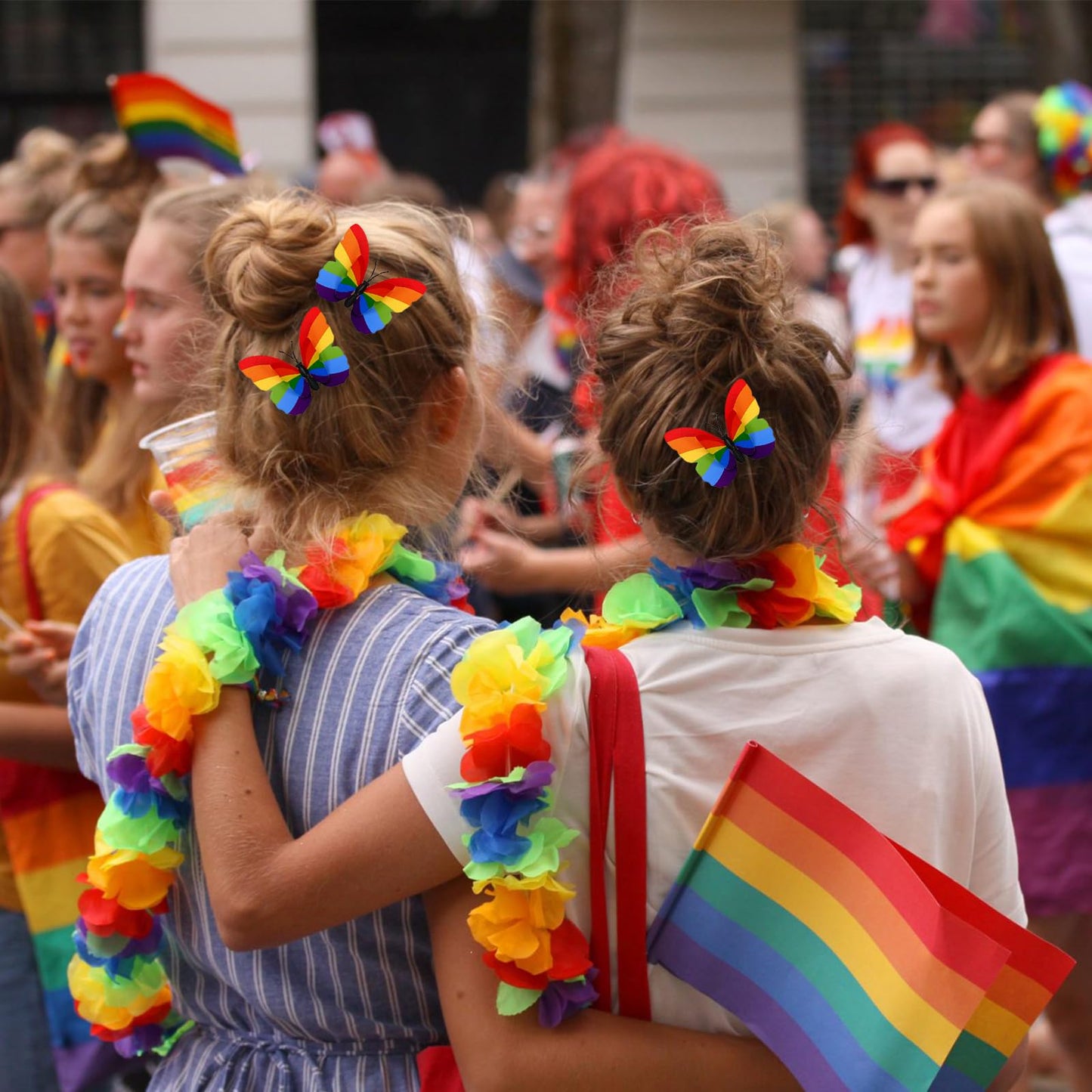 14 Pcs Gay Pride Day Rainbow Butterfly Hair Clip, LGBT Rainbow Butterfly Clips for Women Girls Gay Party Parades Celebrations Hair Decoration