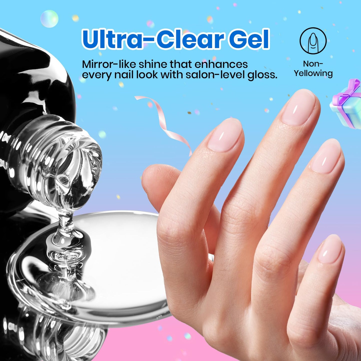 Beetles 2 Pcs 15ml No Wipe Gel Top Coat and Base Coat Set - Shine Finish and Long Lasting Soak Off LED Nail Lamp Gel Base Top Coat Stay Lock Shine Duo Finish Nail Art Design Manicure Gifts for Women