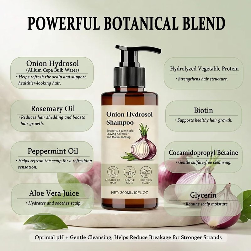 Onion Hydrosol Shampoo for Hair Growth - Rosemary & Biotin Formula | 10 fl. oz. for Thickening & Strengthening