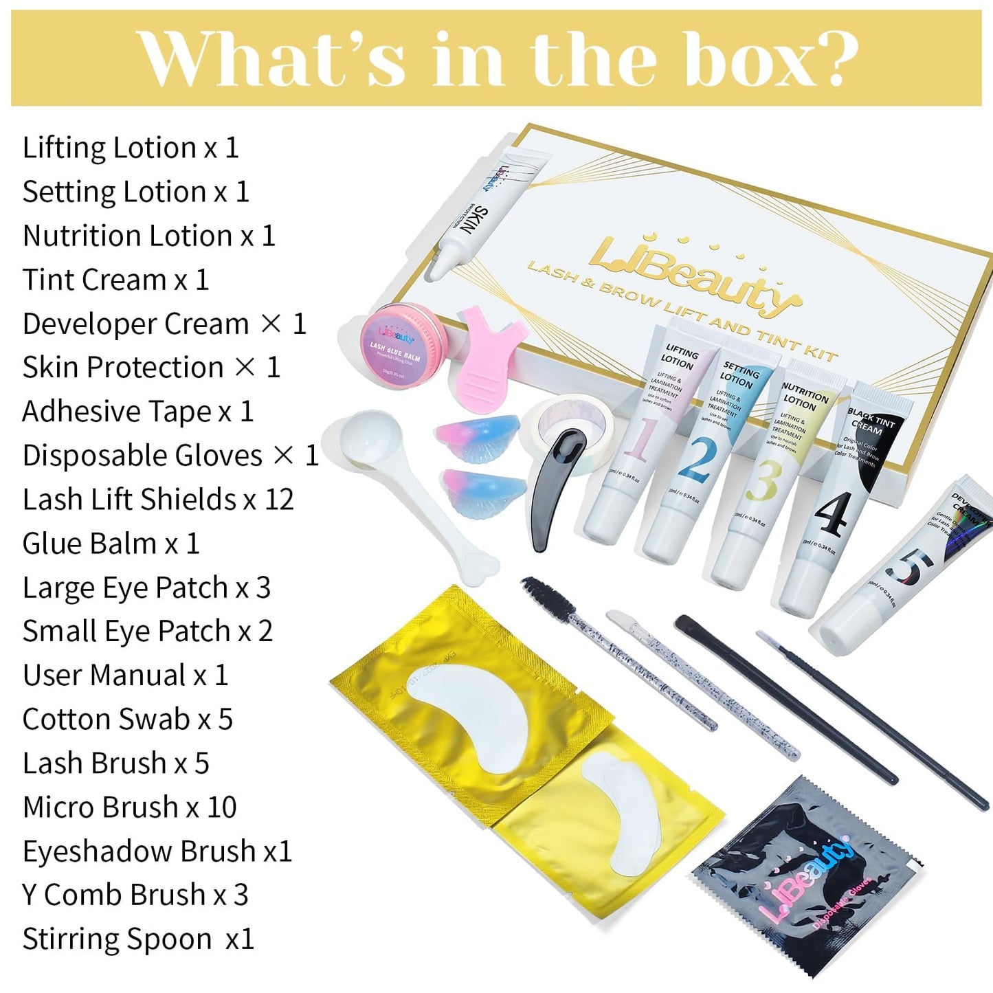 Lash Lift and Color Kit, Brow Lamination Kit with Color, DIY Eyelash Perm Curling for Voluminous Lashes and Brows, Home and Salon Use – Libeauty