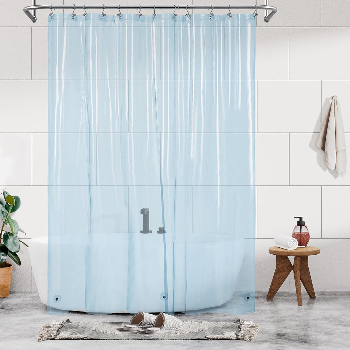 Clear Plastic Shower Liner - Premium Waterproof PEVA Curtain with Rustproof Grommets & 3 Magnets | Standard Size
