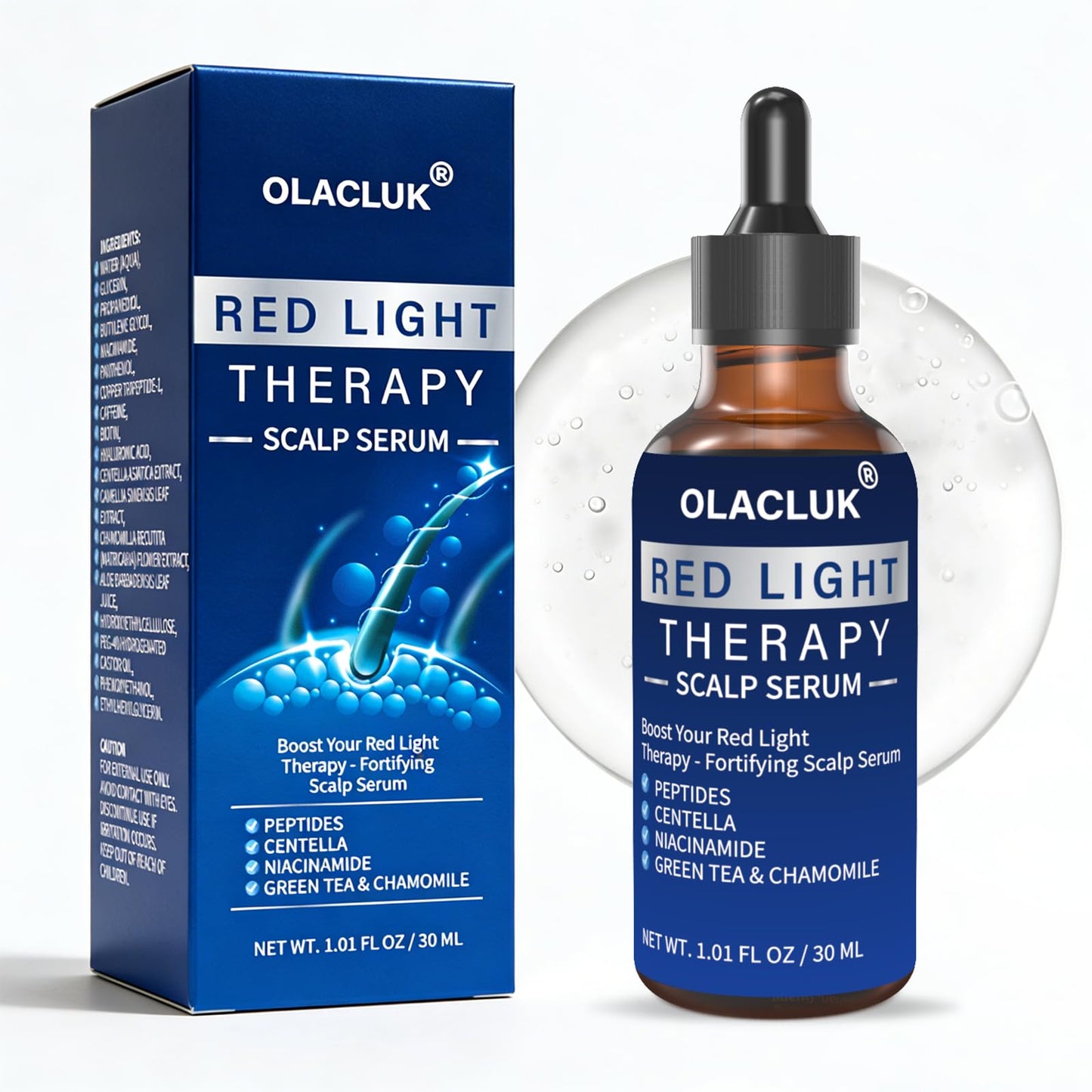 Red Light Therapy for Hair Growth Serum - Copper Peptide Scalp Serum Compatible with Red Light Cap Device- Promotes Thicker, Fuller, Stronger, Healthier Hair, Sutiable for All Type - 1 Oz