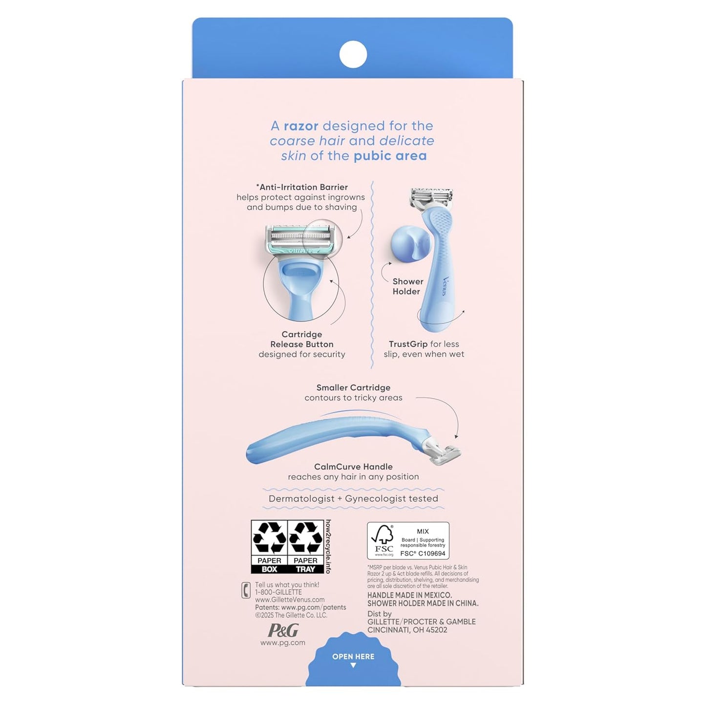 Gillette Venus Bikini Razors for Women - Smooth Skin & Pubic Hair Care | 1 Handle + 4 Blade Refills
