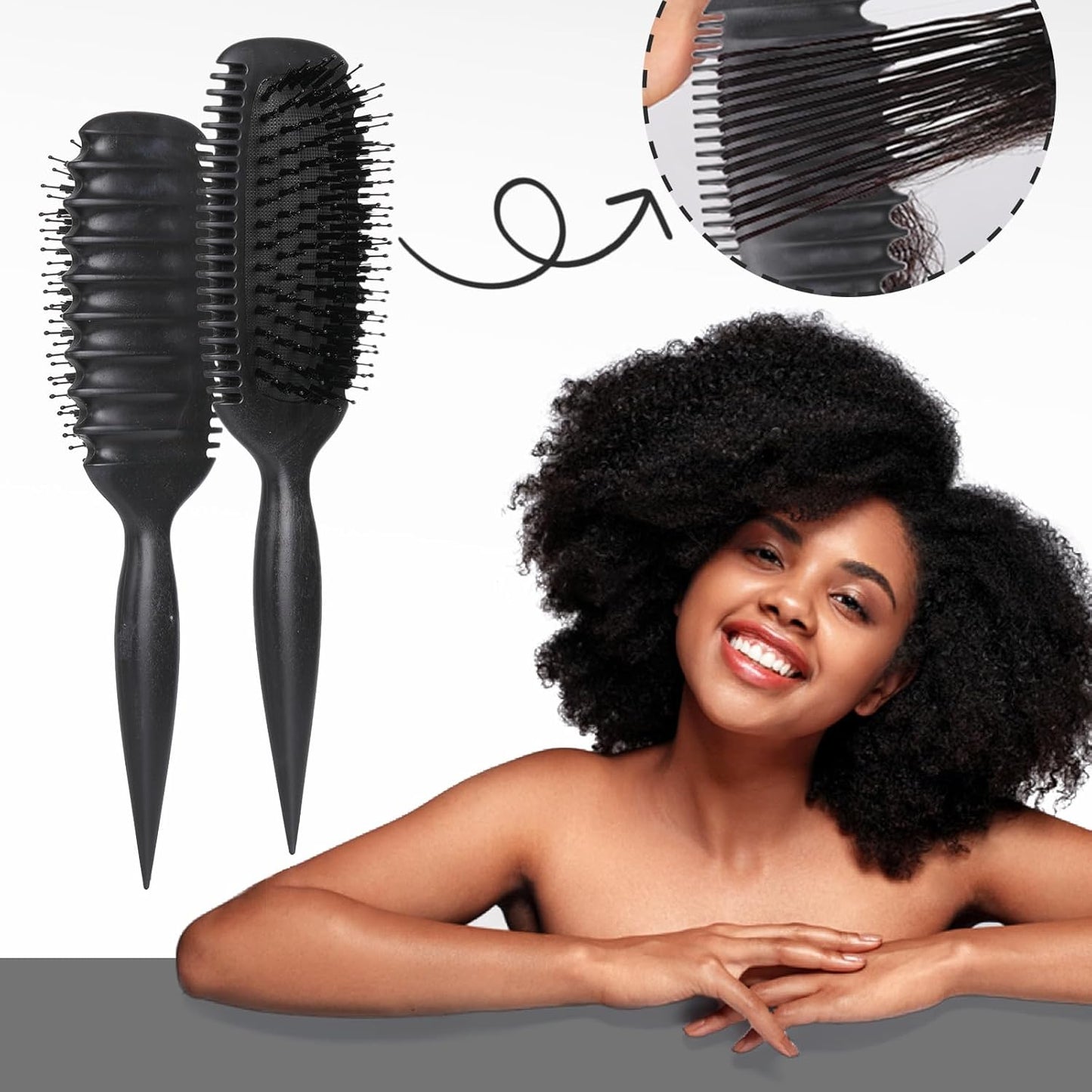 Curl Defining Hair Brush - Effortless Detangling & Styling for All Hair Types | Reduces Frizz & Pulling
