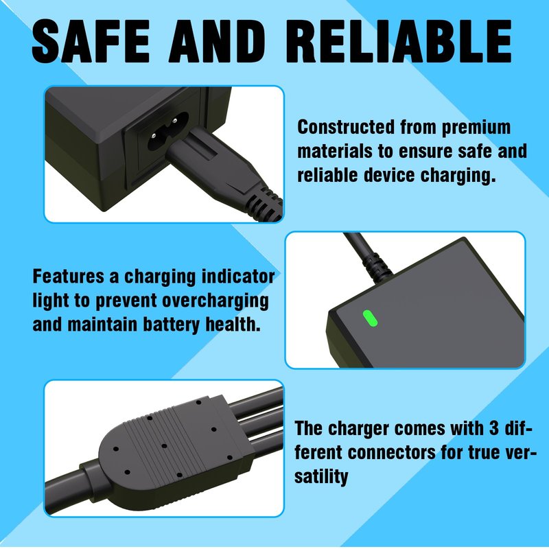 (3 in 1) 42V 2A Charger for 36V Lithium Battery Charger Compatible with Gotrax, Hiboy, Segway Ninebot, Razor,Jetson