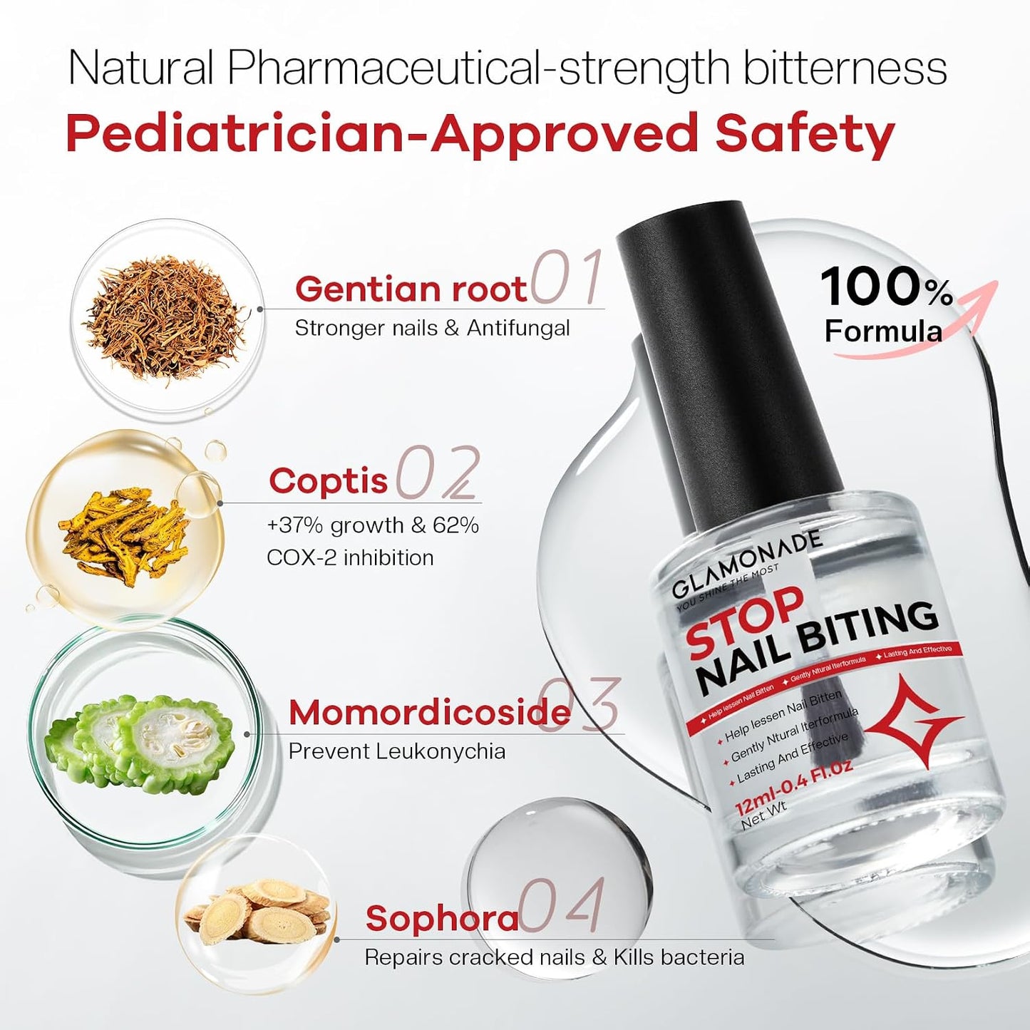 Nail Biting Prevention for Kids - 12ml Extra Bitter No Bite Nail Polish | Long-Lasting Matte Clear Strength & Habit Breaker Aid