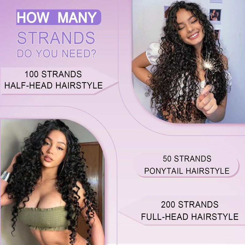 Deep Wave Crochet Hair Extensions - 100 Strands Knotless Curly Hair for Black Women | 18 Inch, Color 1B