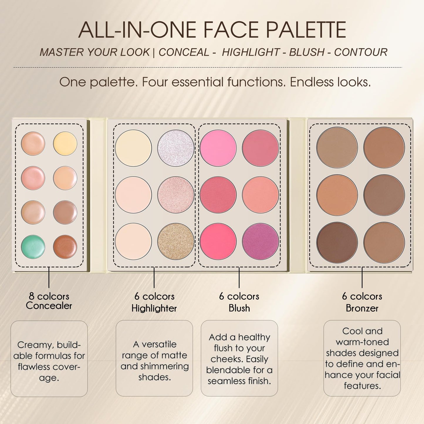 UCANBE 26 Colors Face Makeup Palette Set, All-in-One Makeup Set Includes Concealer, Highlight, Blush, Bronzer with 2 Brushes – Multi-Use Facial Beauty Makeup Gifts Kit for Women Travel-Friendly