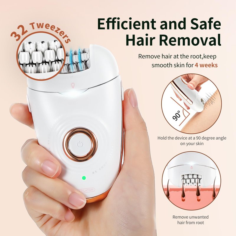 Epilator for Women，3-1 Hair Removal Device, Electric Shaver, Callus Remover and Epilator with 32 Tweezers & 2 Speeds for Legs, Arms Armpit Bikini Face