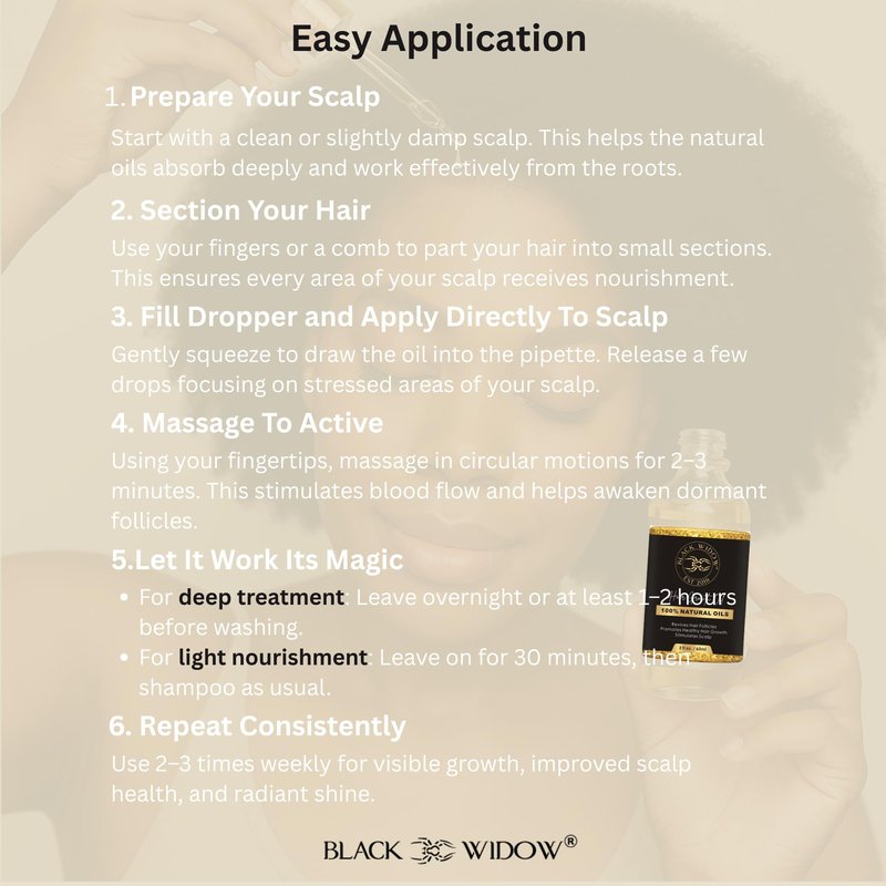 Black Widow Rosemary Mint Scalp & Hair Oil, 2 Oz, with Castor, Jojoba, Peppermint & Vitamin E, for Dry Scalp, Split Ends & Stronger-Looking Hair, All Hair Types