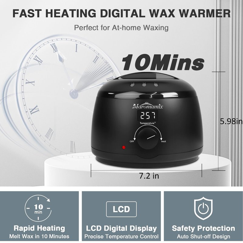 Waxing Kit -Digital Wax Warmer Machine for Hair Removal with 4 Packs of Hard Wax Beads & Silicone Pot for Full Body, Legs, Face, Eyebrows, Bikini, Brazilian at Home Waxing Kit for Women Mothers Day
