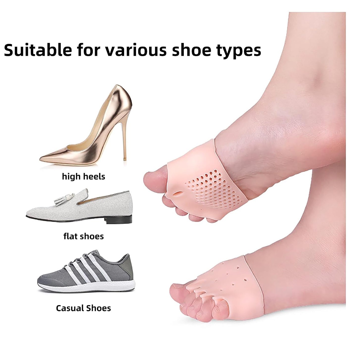 Silicone Toe Separators for Foot Alignment & Pain Relief - 4 Pairs, Breathable & Soft for Men and Women