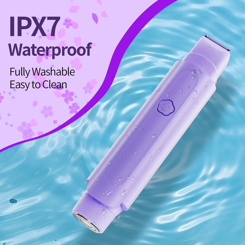 Bikini Trimmer for Women - 2 in 1 Women Electric Razor, Rechargeable Body Hair Trimmer and Facial Hair Remover, IPX7 Waterproof Wet & Dry Use Womens Electric Shaver for Bikini Underarm Leg Arm Body