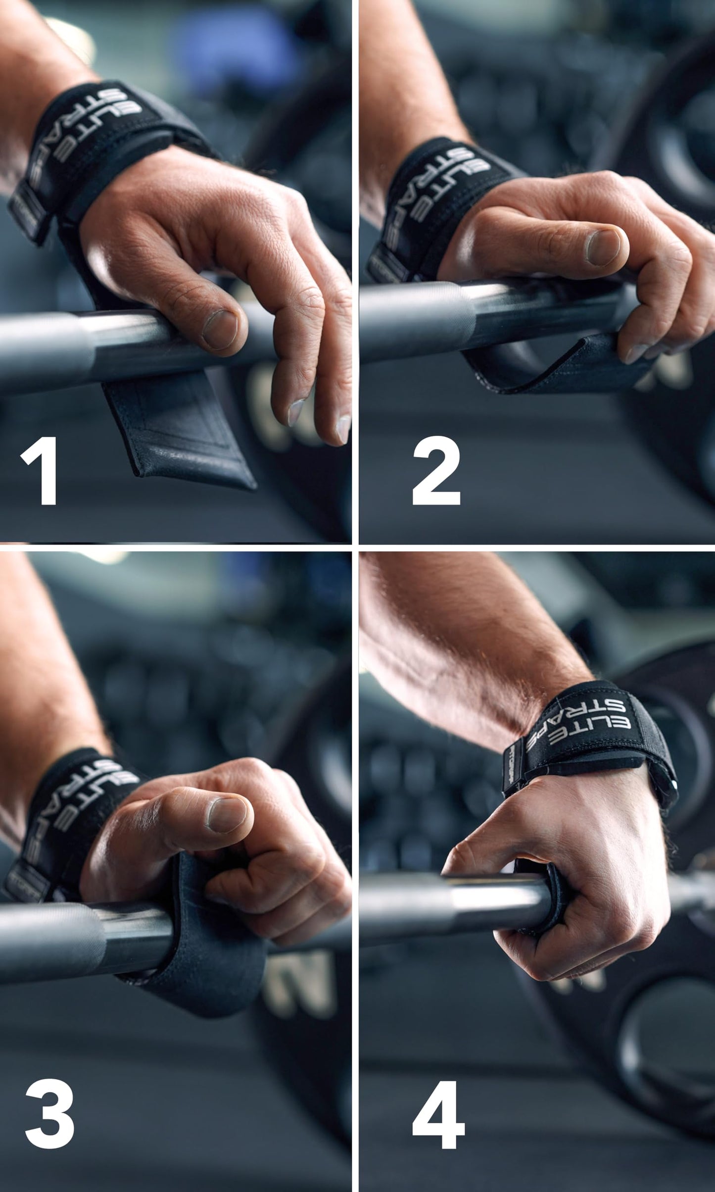 Fitgriff® Elite Straps - Lifting Wrist Straps (Rubber Grips) for Weightlifting, Gym, Workout, Deadlift - Anti-Slip Revolution for Men and Women (Black, M/L)