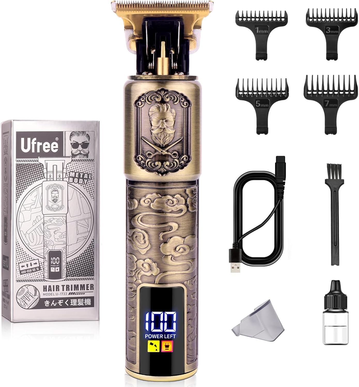 Beard Trimmer & Hair Trimmer for Men - Professional Electric Razor with T Blade Precision Edgers | Ideal for Mustache & Facial Hair Cutting