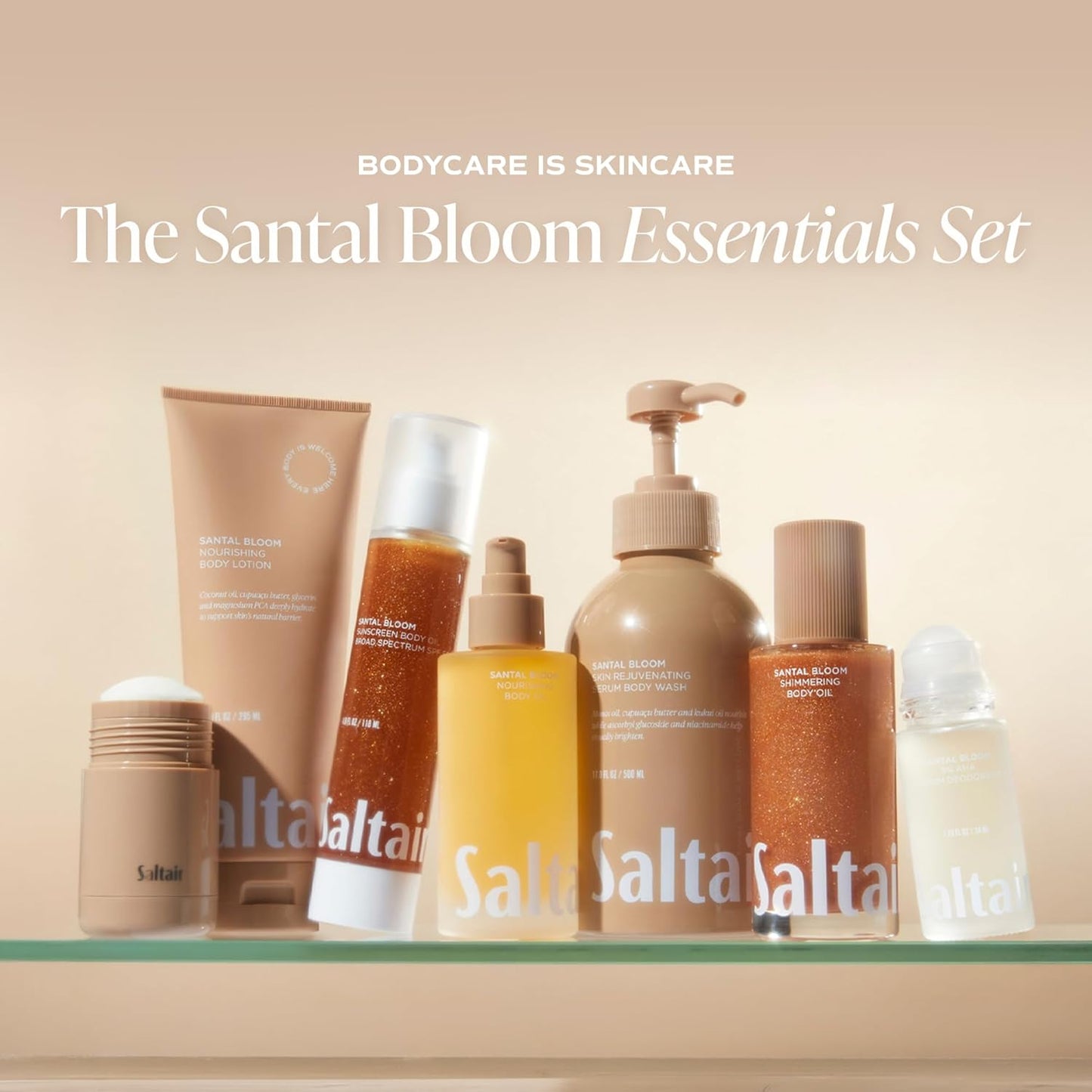 Santal Bloom Body Oil - Luxurious Botanical Moisturizer for Hydrating Dry Skin | Non-Greasy, 4oz Pump Bottle