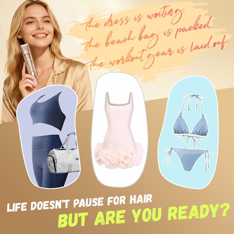 Bikini Shaver - Electric Bikini Trimmer for Women, 2-in-1 Waterproof Shaver (Light Gold)