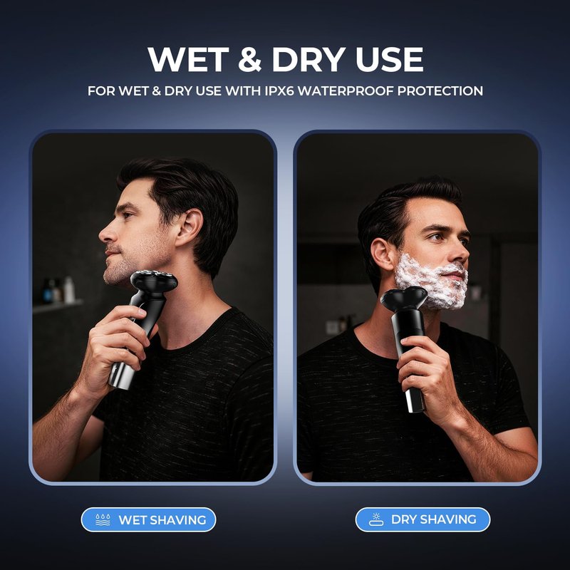 PRITECH Electric Razor for Men, Rechargeable Electric Shavers for Men Waterproof Wet & Dry Use Beard Trimmer Fast Charging USBC