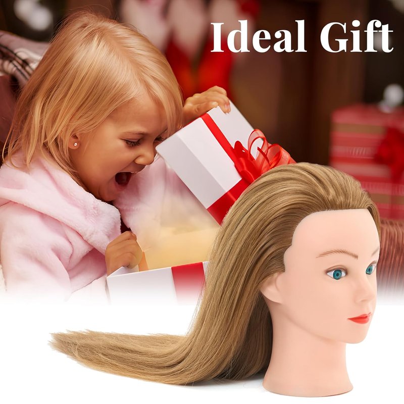 Real Hair Mannequin Head - 28 Inch Cosmetology Styling Tool for Braiding, Curling & Cutting | Blonde