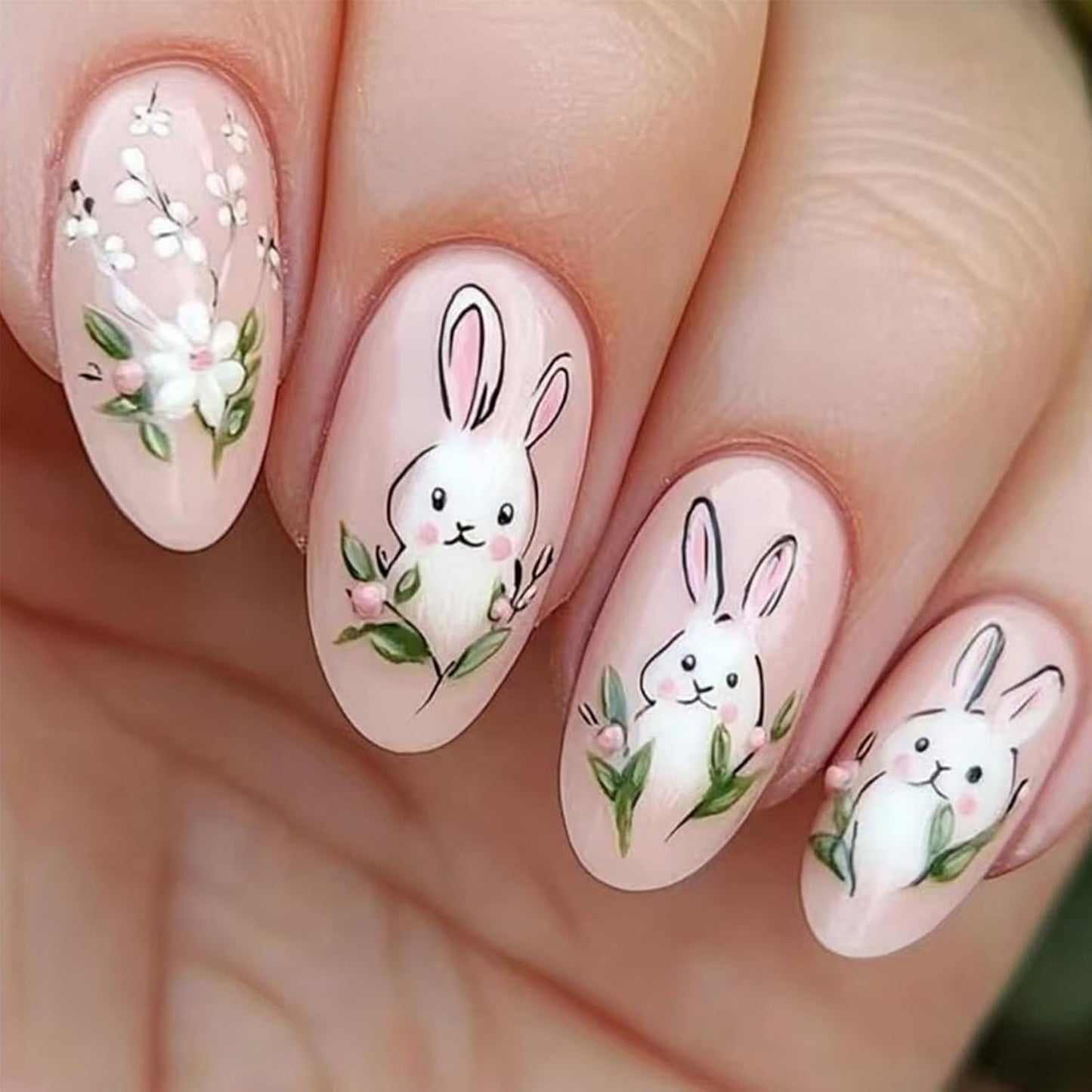 Colorful Gradient Press-On Nails - Medium Almond Summer Sunset | Reusable Glossy Full Cover 24 Pcs with Adhesive Stickers