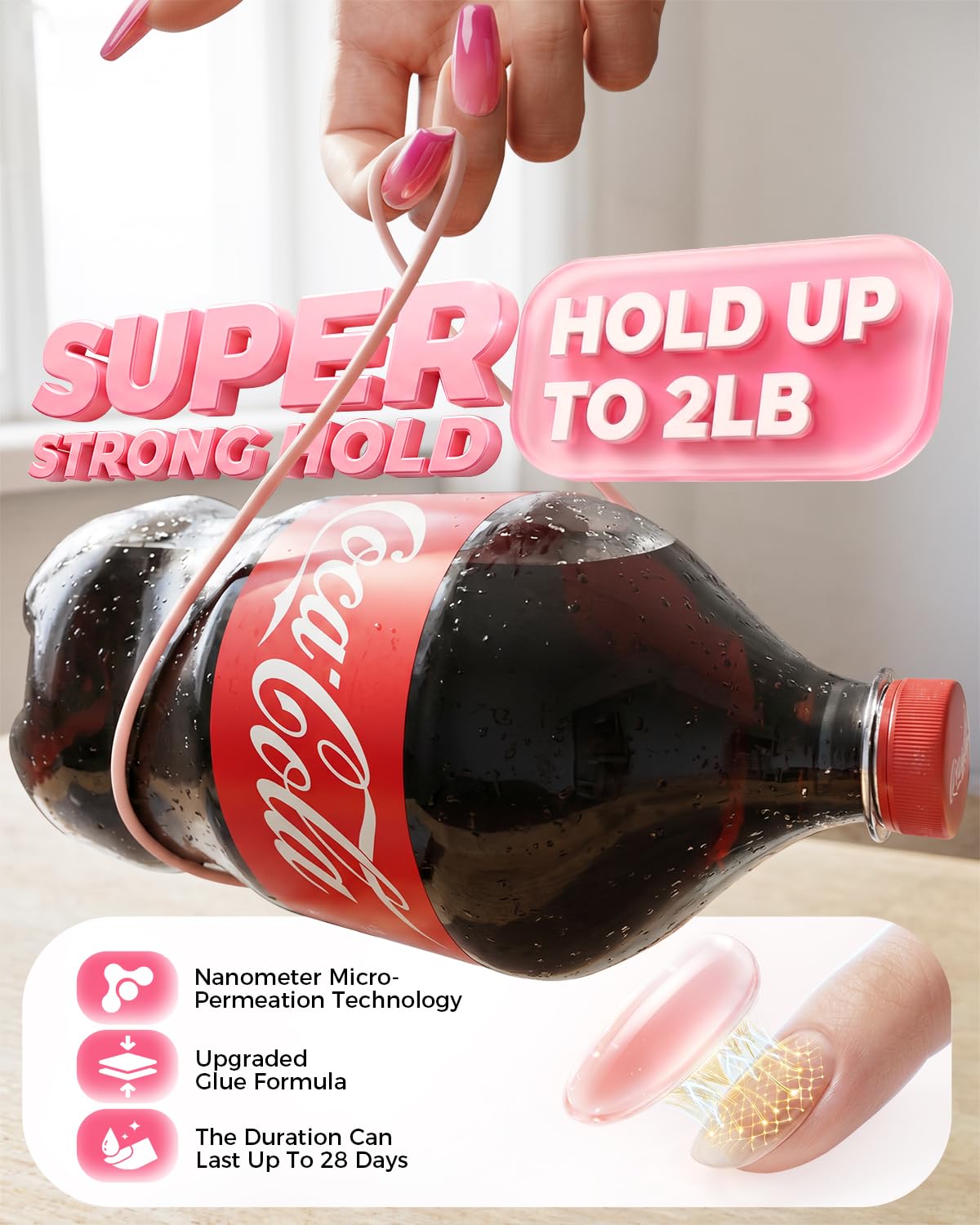 Nail Glue for Press-On & Acrylic Nails - Extra Strength Long-Lasting Hold | Quick Drying, 10ml