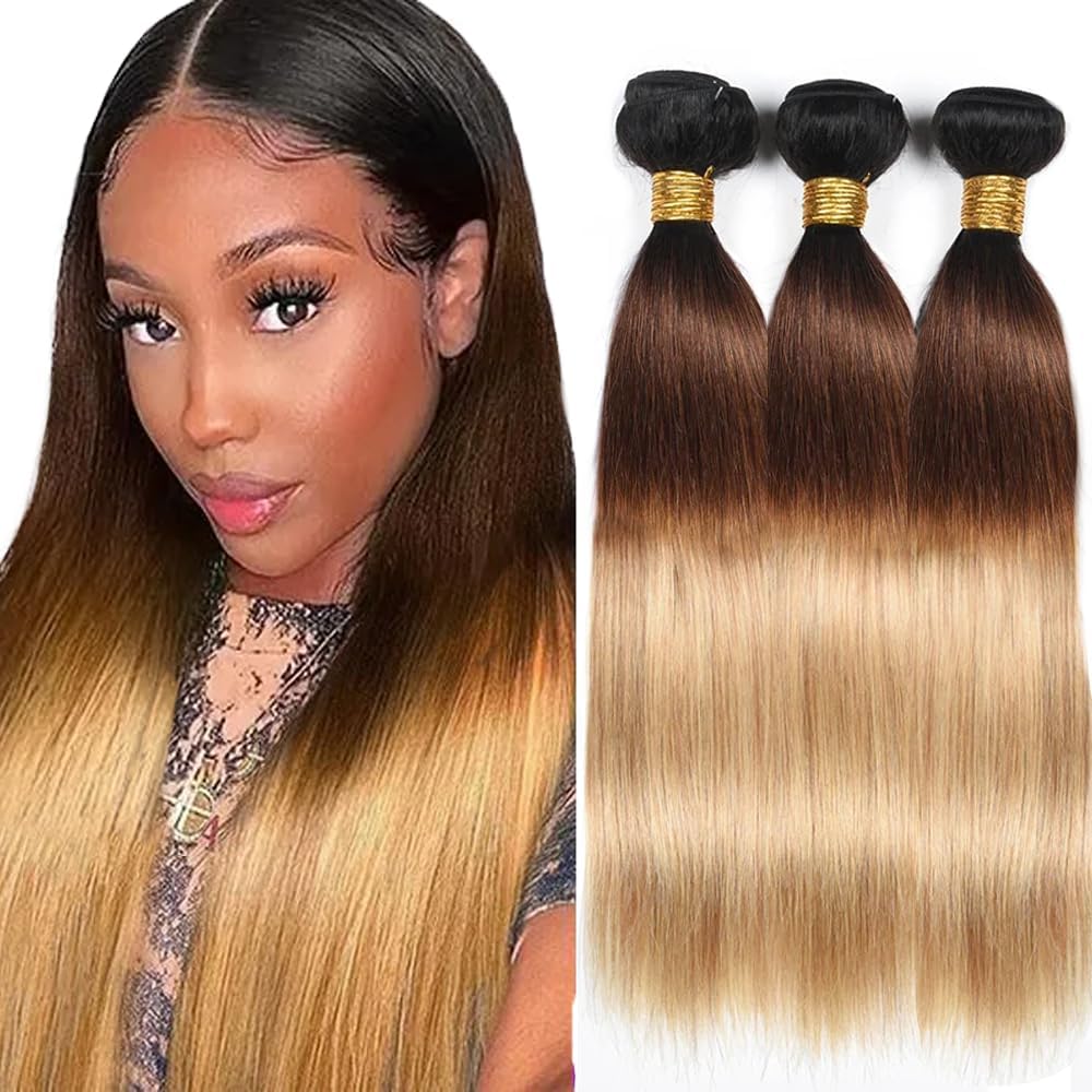 Ombre Human Hair Bundles 24 26 28 Inch 300g Blonde Straight Bundle 3 Tone Body Wave Human Hair Bundle Brazilian Virgin Hair 3 Bundles t1b427 Weave