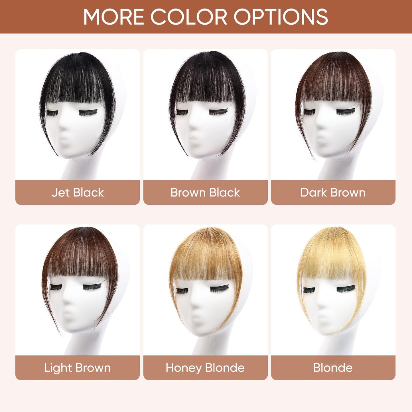 Clip In Bangs - 100% Real Human Hair Extensions | Wispy Dark Brown Fringe for Women