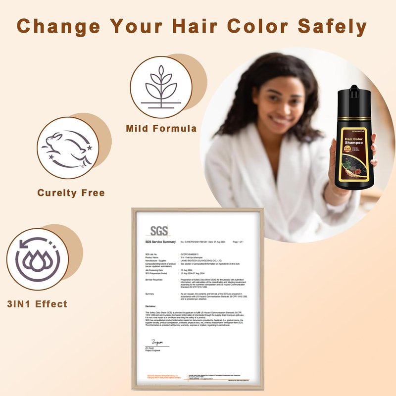 Yocisku Hair Dye Shampoo - Gray Hair Coverage | All Hair Types, Black