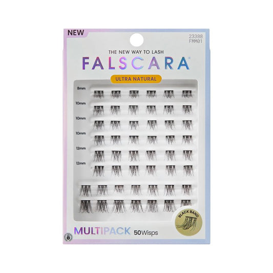 Falscara, False Eyelashes, Lash Clusters, 'Ultra Natural', 8mm-14mm, Includes 50 Wisps, Contact Lens Friendly, Easy to Apply, Reusable Lash Clusters