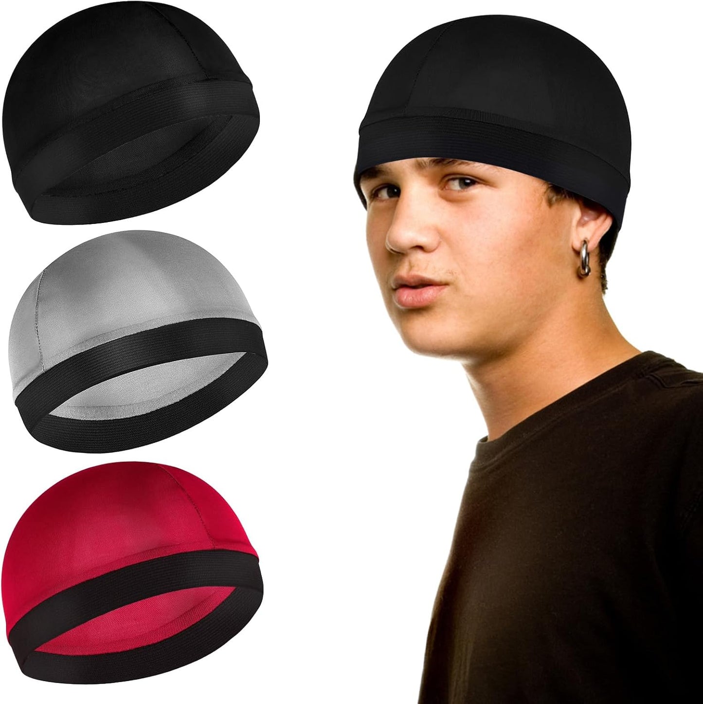 Sibba Unisex Satin Silky Wave Caps - 3 Pack for 360, 540, 720 Waves | Durable Elastic Band Beanie