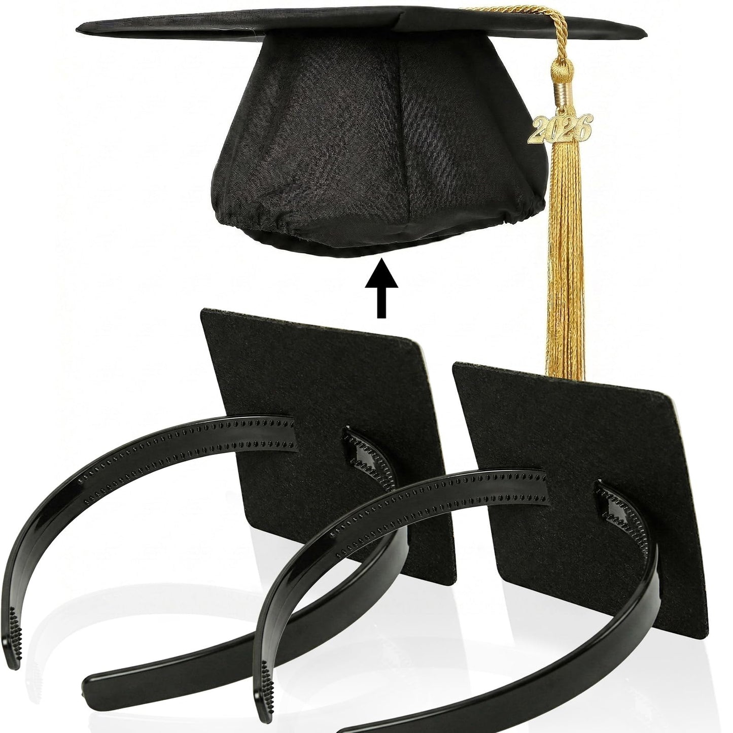 GIURKUU 2 Pcs Graduation Cap Headband, Anti-fall Firm Hair Band for Graduation Cap, Graduation Gifts Hat Insert Accessories for Graduates, Students, Women