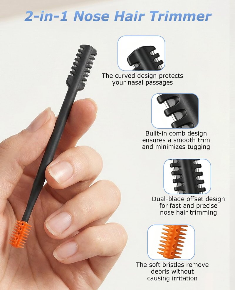 Waaqkid 9 PCS Nasal Hair Cutter for Women Men, 2-in-1 Manual Nose Hair Trimmer with Case