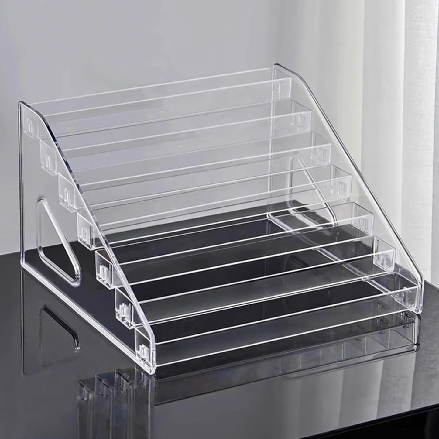 Acrylic Nail Polish Organizer Rack - 7 Tier Clear Display Stand for Makeup, Sunglasses & Essential Oils | Transparent