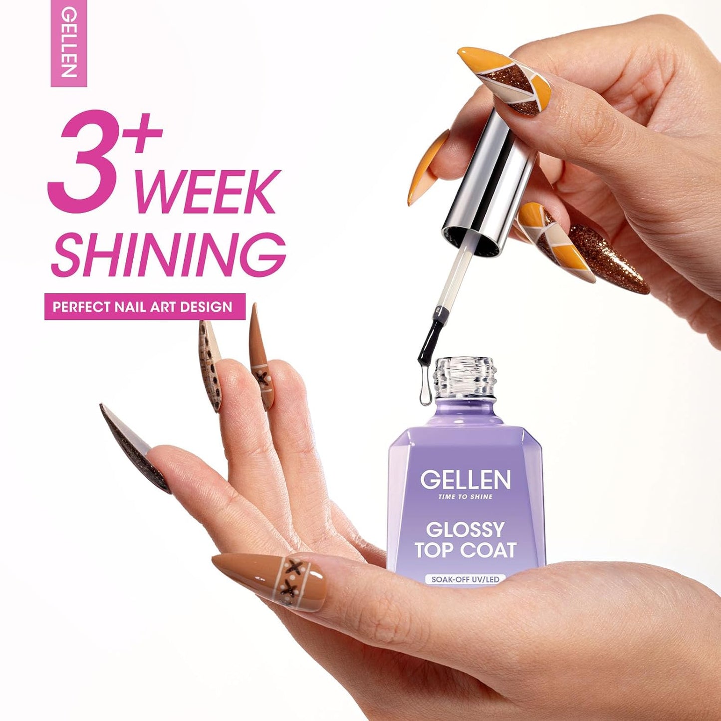 Builder Nail Gel Set - Soak Off Hard Gel with Top & Base Coat | 3 Pcs 18ml for Nail Extensions & Strengthening