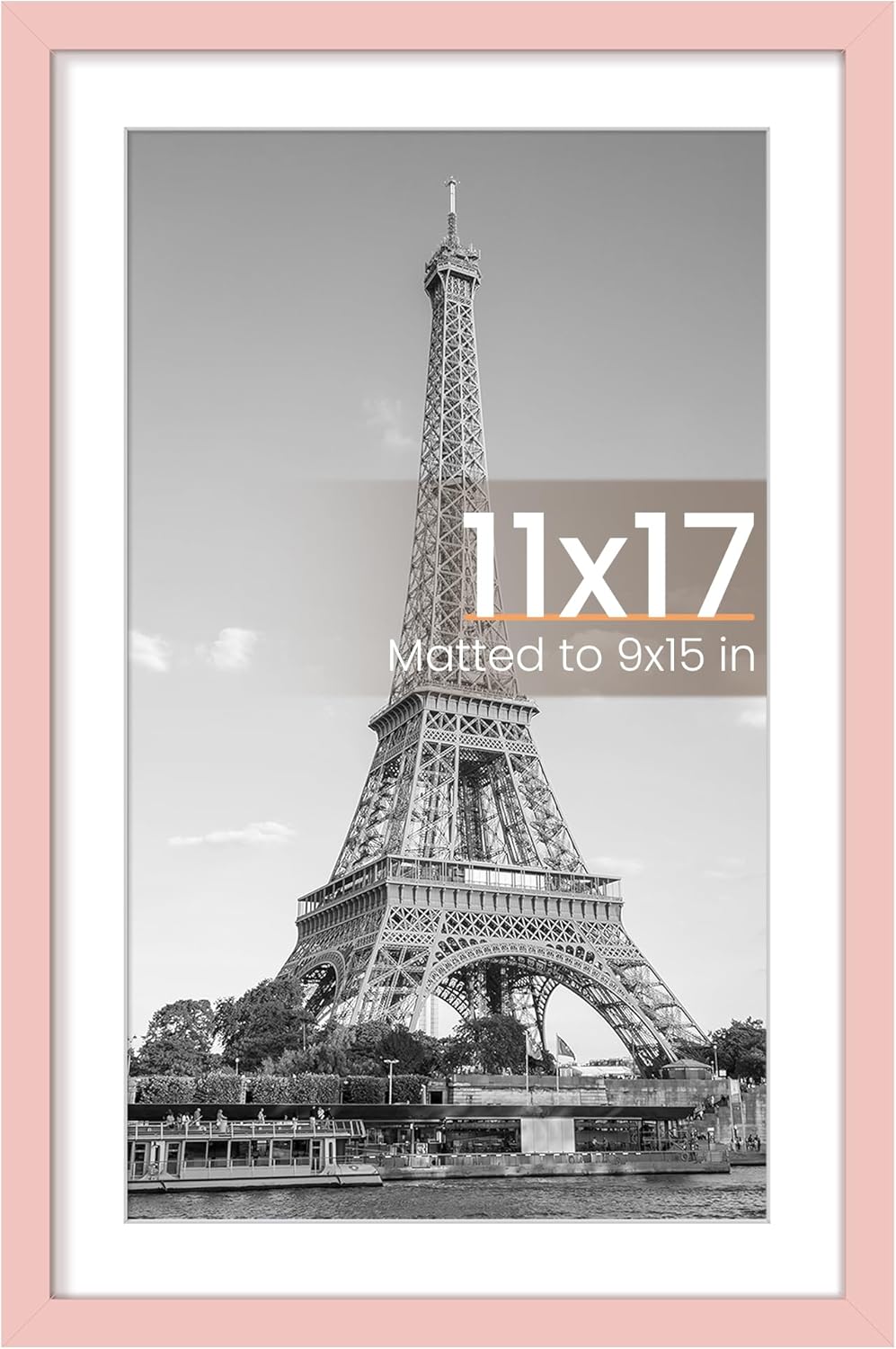 Upsimples 11x14 Picture Frame - Display 8x10 Photos with Mat or 11x14 Without Mat | Black Wall Hanging Frame