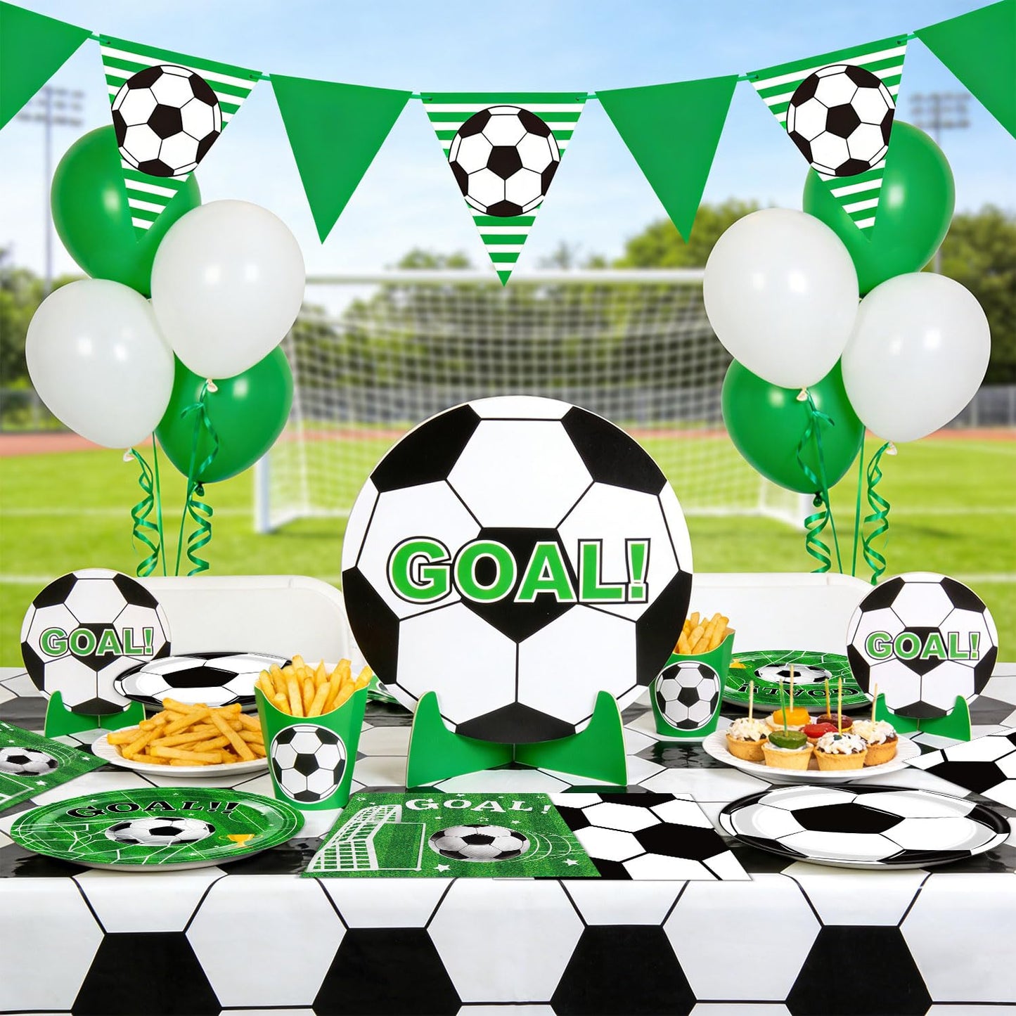 LINHAXM Soccer Plates and Napkins, Disposable Paper 9-Inch Plates and Napkins, Soccer Party Supplies for Sports Birthday Party Decorations, Serves 24