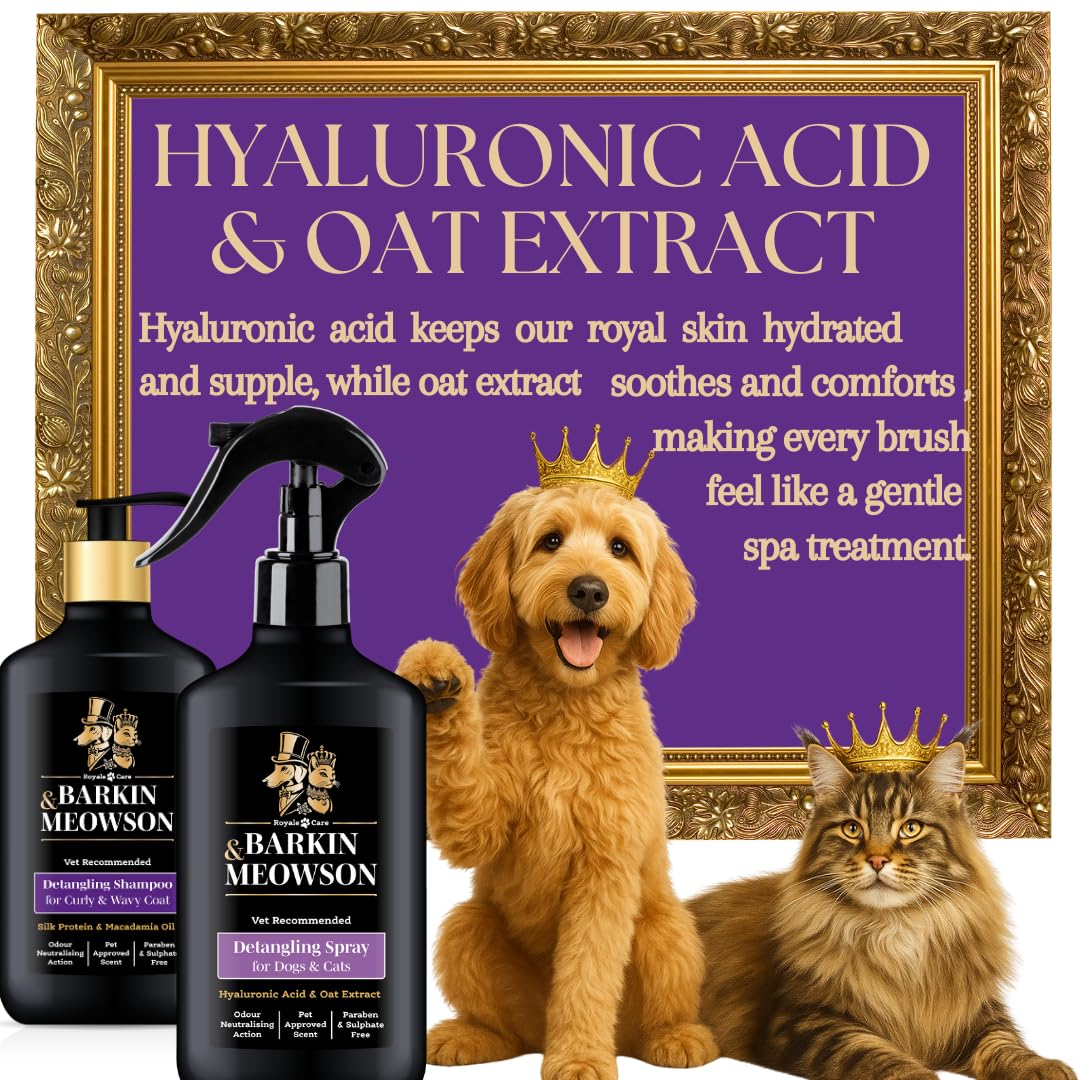 Barkin & Meowson Detangling Spray for Dogs & Cats 350ml / 11.83 fl.oz - Oat Extract, Pet-Friendly Scent