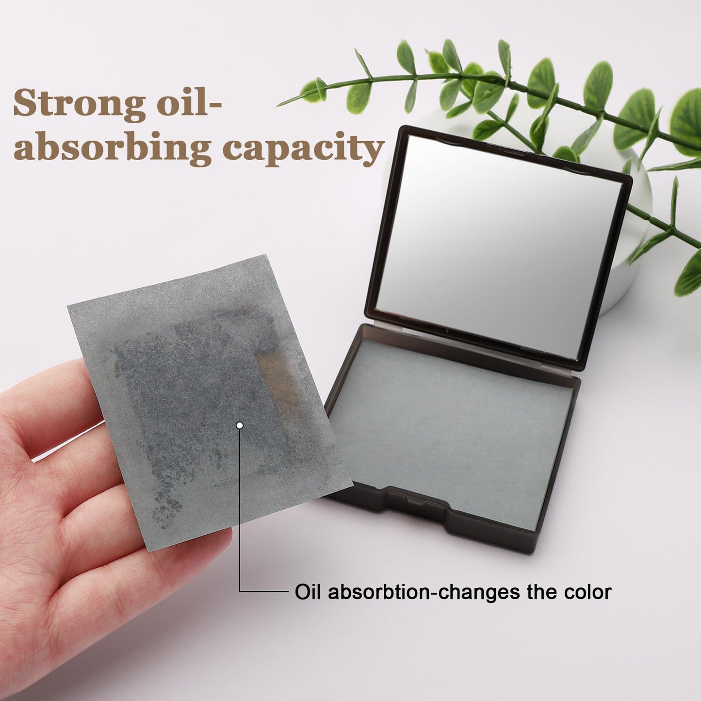 Jutqut Oil Blotting Sheets for Face with Mirror & Puff, 300 Sheets Natural Oil Blotting Paper, Bamboo Charcoal Oil Absorbing Wipes, Oil Control Film for Oily Skin, Makeup Friendly, Absorbs Excess Oil