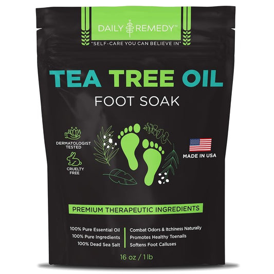 Tea Tree Oil Foot Soak | Epsom Salt Relief for Toenail Irritations, Athlete's Foot & Odor - 16 Ounce