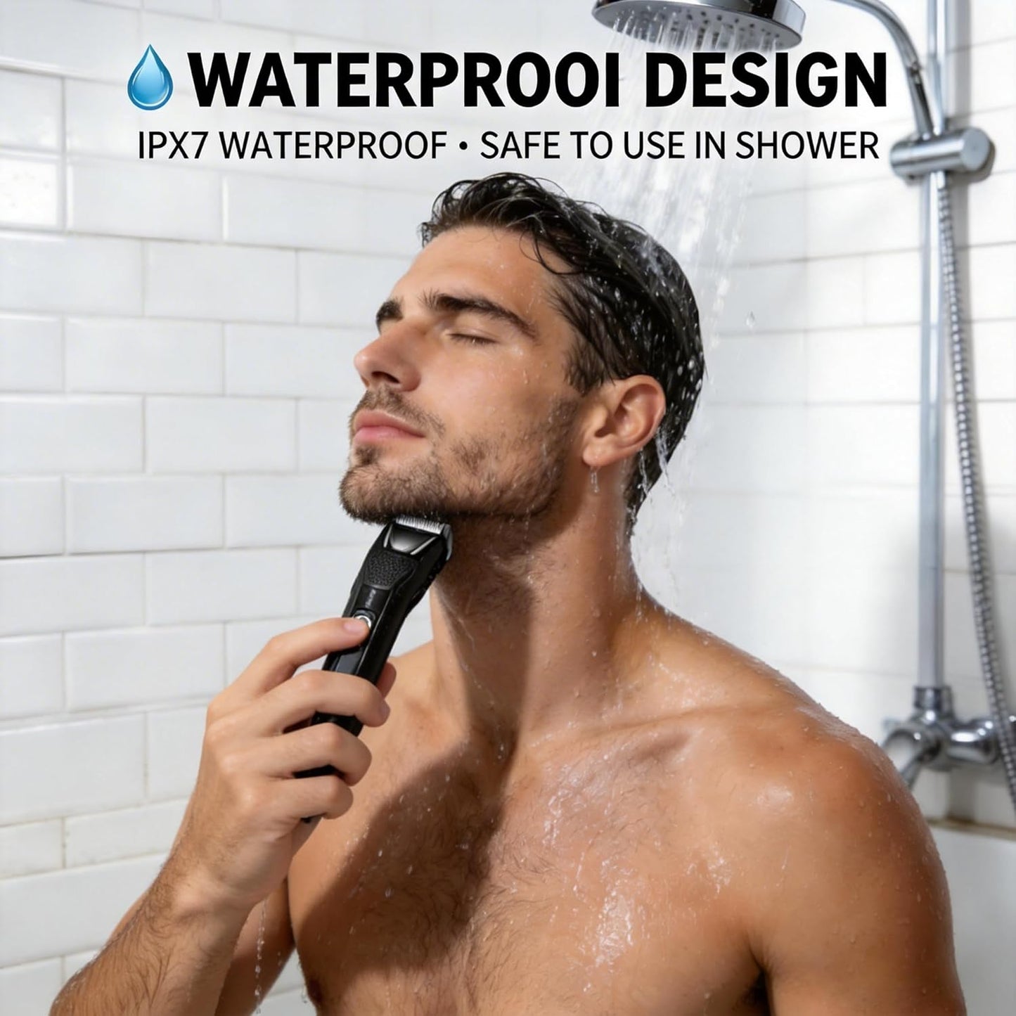 Body Hair Trimmer for Men - 2-in-1 Electric Groomer with Dual-Head Ceramic Blade | IPX7 Waterproof, LED Light