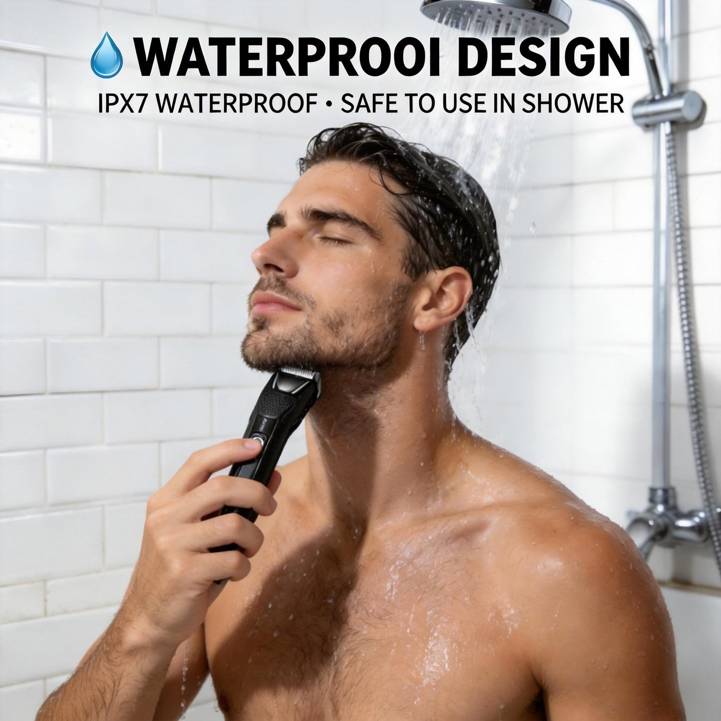 Body Hair Trimmer for Men, 2-in-1 Pubic Hair Ball Trimmer Hair Groomer Hair Shaver with Dual-Head, Ceramic Blade Electric Razor Body Shavers,No-Nick Shaving,IPX7 Waterproof & LED Light