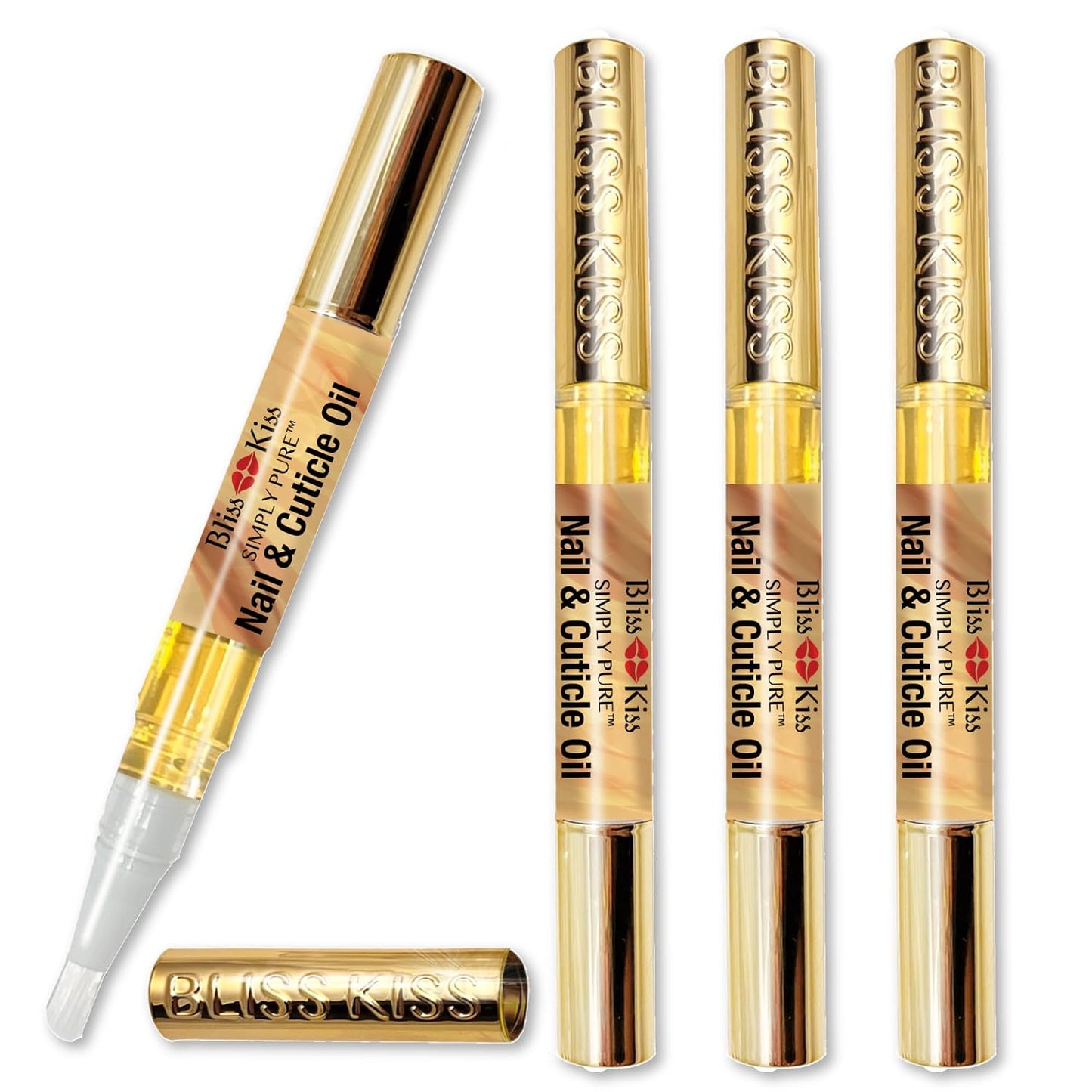 Crisp Fragrance Nail Oil Cuticle Pens - Vitamin E & Jojoba Nail Strengthener for Brittle Nails | 4-Pack
