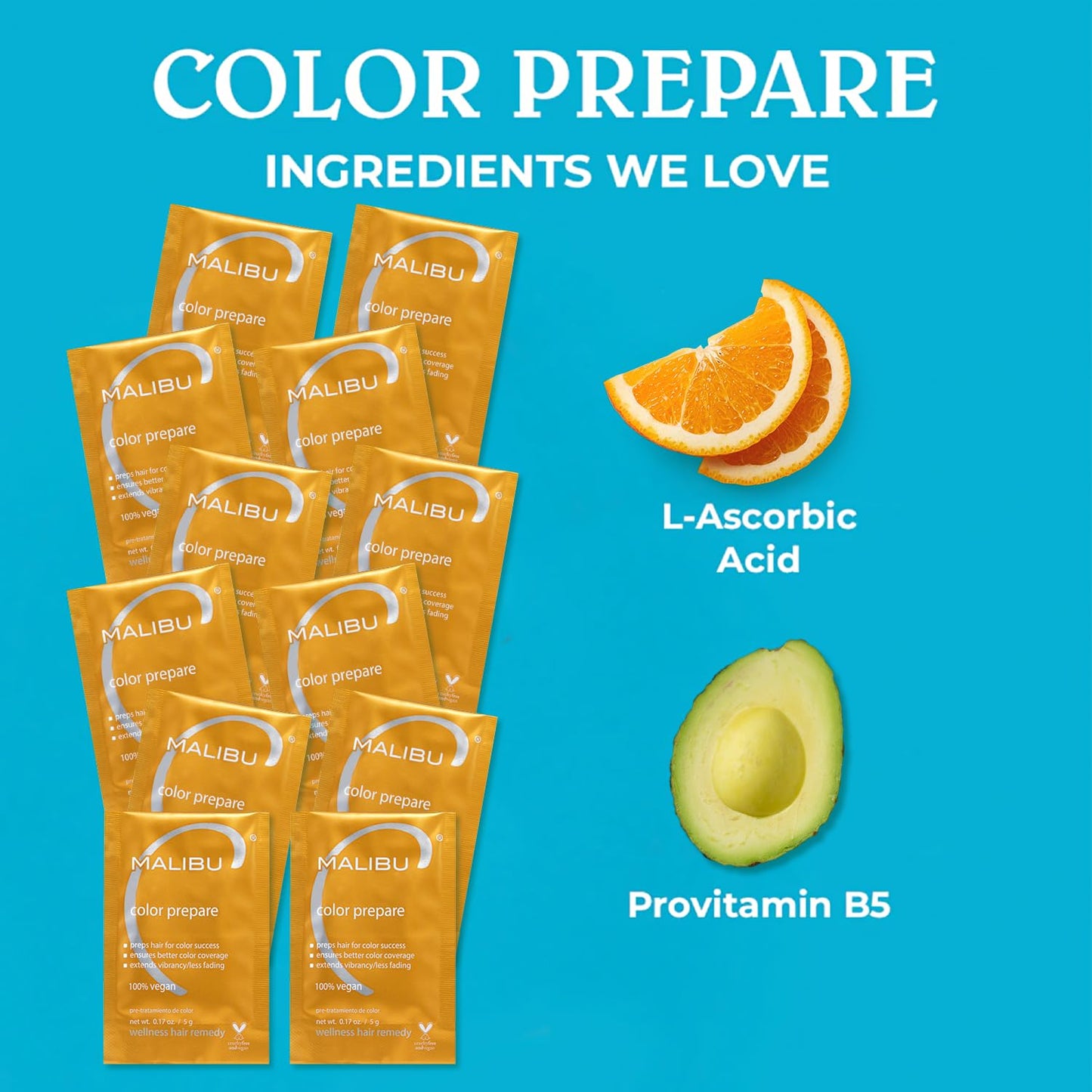 Malibu C Color Prepare Wellness Hair Remedy - Extends Hair Color Vibrancy & Counteracts Discoloration, Dullness & Brassiness - Made with a Blend of Antioxidants (12 Packets)